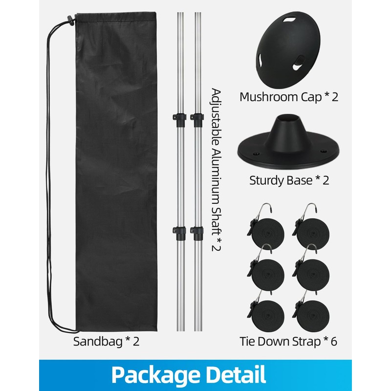 OCEANBROAD Boat Cover Support Poles Adjustable Telescoping Aluminum - Universal
