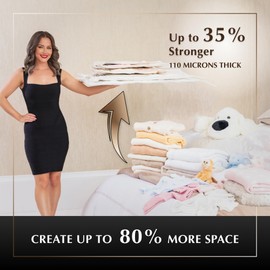 GENIE SPACE Storage Vacuum Bags - Variety Pack of 6 | 2 Extra Large, 2 Large & 2 Medium | Premium Strong, Airtight & Reusable Space Saving Bags For Clothes, Towels & Bedding | Includes Travel Pump