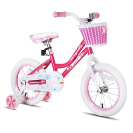 JOYSTAR 16 Inch Girls Bike, Toddler Bike for 4 5 6 7 Years Old Girl, 16" Kids Bikes with Training Wheels & Basket, Children's Bicycle for Ages 4-7 yr, Fuchsia