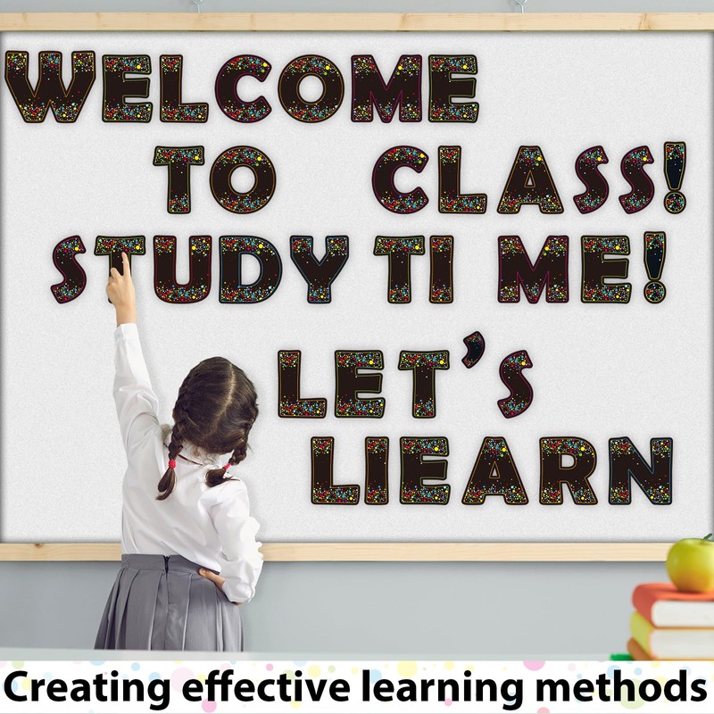 150 PCS Large 7" Bulletin Board Letters Set,Black Confetti Classroom