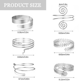 FDEETY Bracelet Jewellery Women's 6 Pieces Alloy Metal Snake Bracelet Arm Cuff Punk Bangle Perfect for Parties Festivals and Everyday Fashion, Metal, Alloy