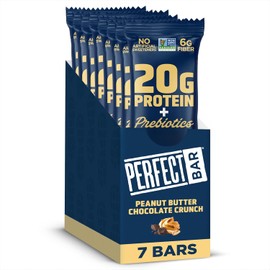 Perfect Bar Protein + Prebiotics Chocolate Peanut Butter Protein Bar, 20g Protein, Grass-Fed Whey, 6g Fiber With 3g Prebiotics, Gluten-Free, Non-GMO, 2.4 Ounce Bar, 7 Count