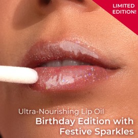 MCoBeauty Lip Oil Hydrating Treatment, Birthday Edition, Moisturizing Shine for Naturally Beautiful Lips, Vegan, Cruelty Free Cosmetics