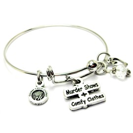 ChubbyChicoCharms Mystery shows and comfy clothes true crime documentaries Expandable Bangle Charm Bracelet