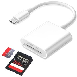 Dual Slot SD Card Reader, Type C Cardreader Supports SD and TF Card, Reader Trail Camera Viewer for More Type-C Devices, SD/TF to Type C OTG Adapter, Plug and Play (White)