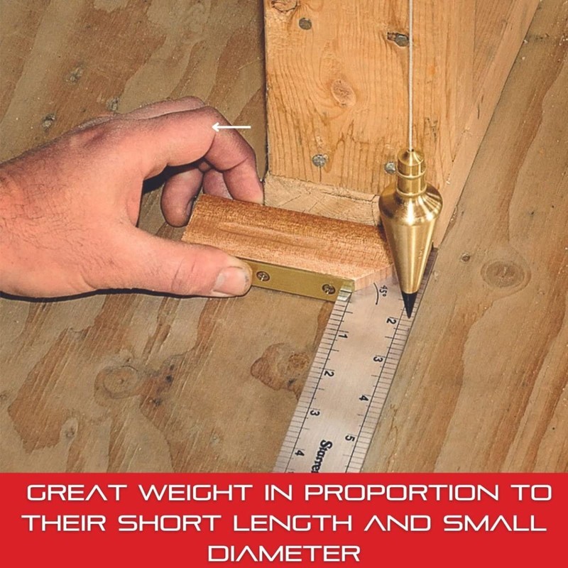 Starrett Solid Steel Plumb Bob with Strong Braided 8' Nylon