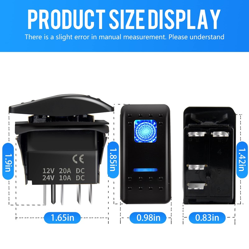 Momentary Toggle Switch 12V/ 20A 10A/ 24V, Rocker Switch for