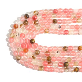 Natural Stone 6 mm Watermelon Tourmaline Round Crystal Energy Stone Beads Loose Gemstone DIY Smooth Beads for Bracelet Necklace Earrings Jewellery Making