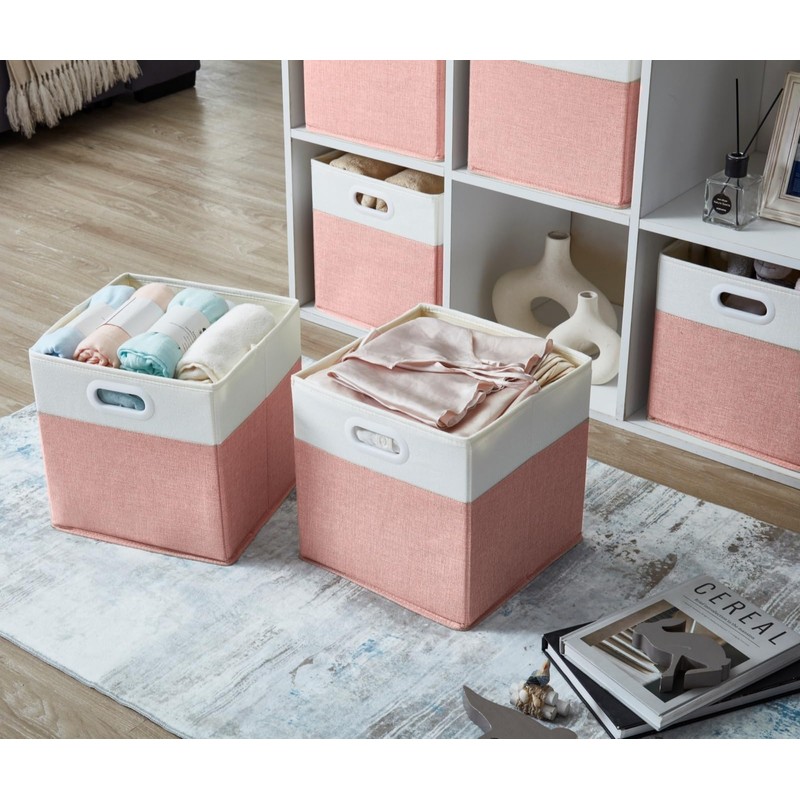 SOCOHOME Fabirc Cube Storage Boxes, 28x28x28cm Foldable Storage Baskets for