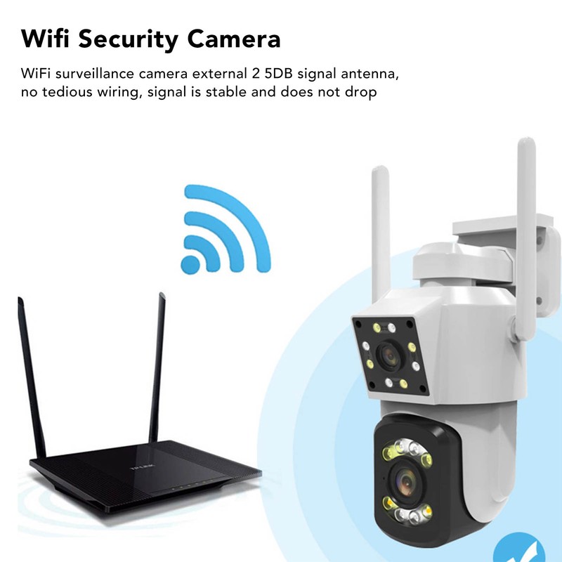 Outdoor WiFi Surveillance Camera 2 Lens Security PTZ IP Cam