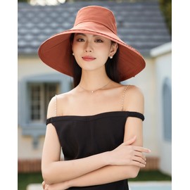 HUAMULAN Wide Brim Women Sun Hat Bowknot Beach Bucket Fishing Hats Summer Metal Wired Edge Packable UV Protection for Hiking Garden