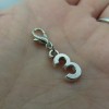 Pemby Studio Initial NUMBER 3 Three Charm Zipper Pull Keychain