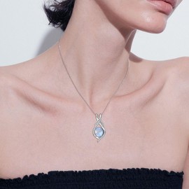DOTOUJOUR Natural Moonstone Necklace for Women 925 Sterling Silver Twisted Infinity Pendant with Blue Moonstone June Birthstone Jewelry Gift for Her