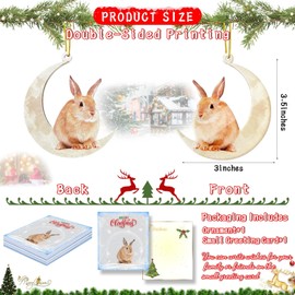 Christmas Tree Decorations, Acrylic Animal Christmas Decorations, Pendants Sitting on The Moon, Home and Party Decorations (Rabbit)