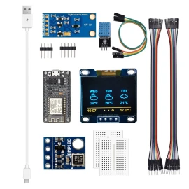For Arduino IDE IoT Starter ESP8266 Weather Station Kit Temperature Humidity LCD Display Component Kit