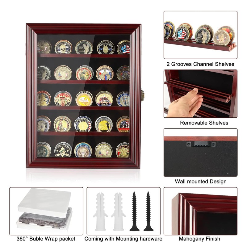 ASmileIndeep Military Challenge Coin Display Case Holder with HD Toughened