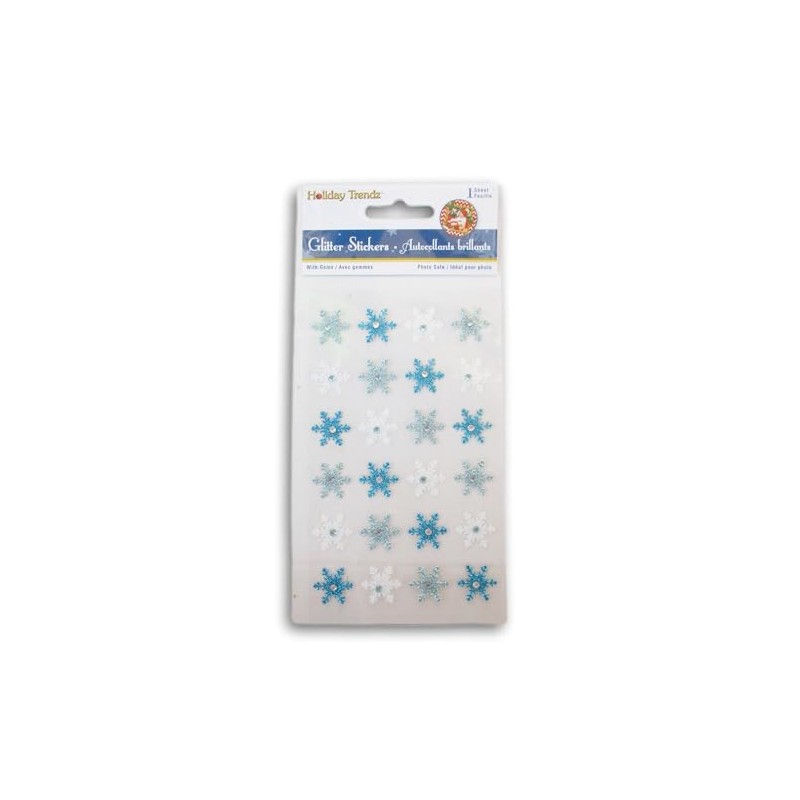 Snowflake Gem Stickers - Glitter & Rhinestone Christmas and Winter