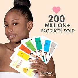DERMAL Korea - Surtido de 12 Mascarillas faciales. Mascaras Coreanas en tela hidratante con Colágeno y Vitamina E - 12 PACK