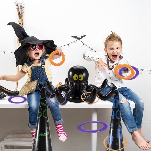 16Pcs Inflatable Witch Hat Ring Toss Game Halloween Party Ring
