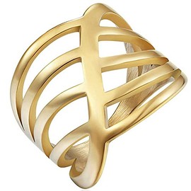 Jude Jewelers Stainless Steel Braided Knot Waved Net Style Wedding Promise Anniversary Ring (Gold, 7)