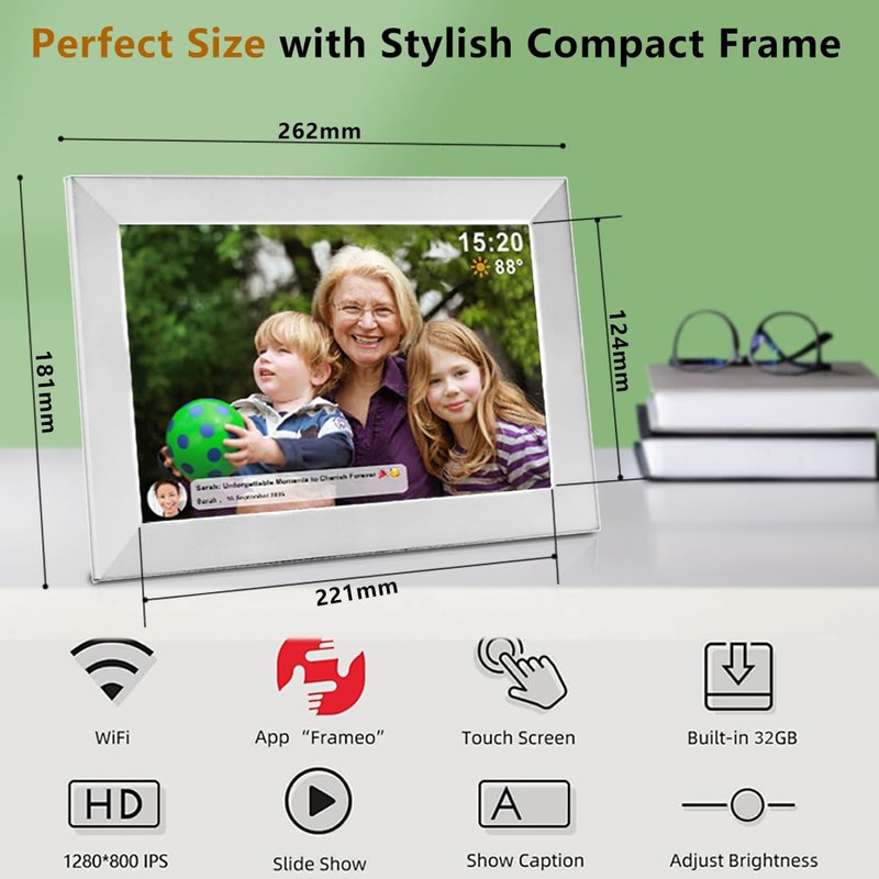 Frameo 10.1 Inch 32GB Digital Picture Frame, Smart WiFi Photo