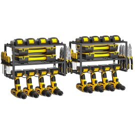 Spacecare Power Tool Organizer- Power Drill Tool Holder- Heavy Duty Tool Shelf & 2 Pack 3 Layers Tool Rack Cordless Drill Holder- Floating Tool Shelf Wall Mounted Tool Storage Rack for 8 Drill Holders