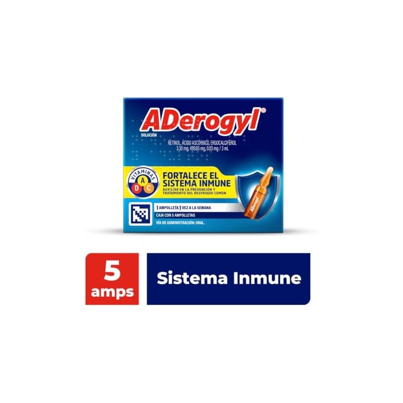 ADerogyl Multivitamínico 5 Ampolletas de 3 ml. Con Vitaminas A,