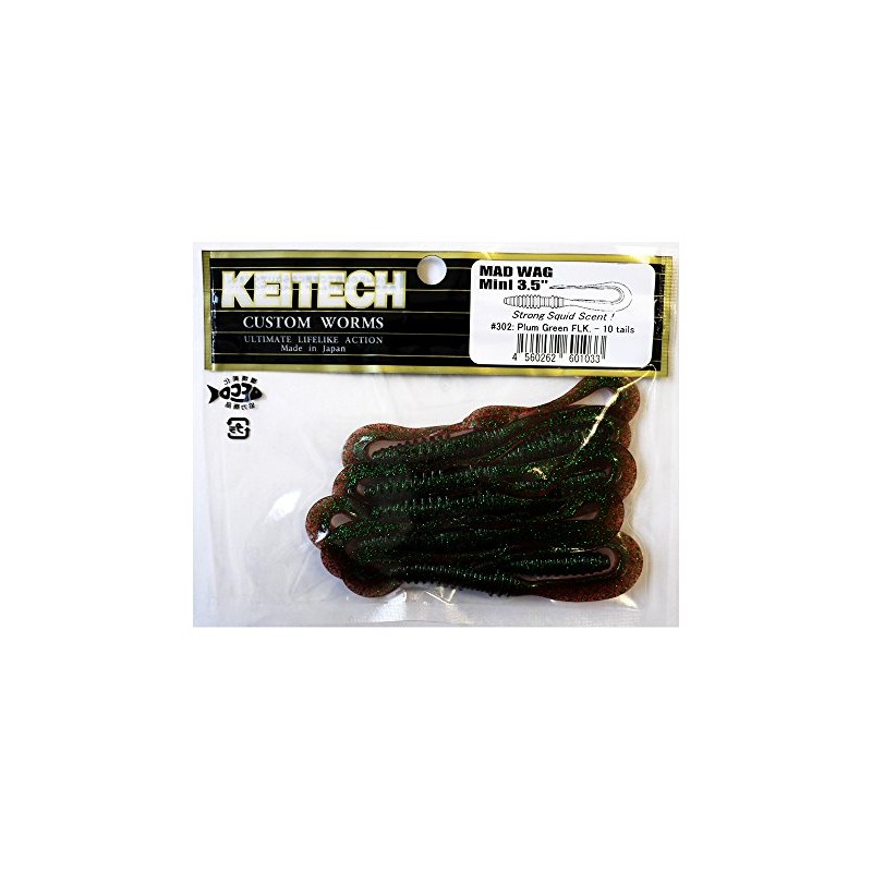 KEITECH Mad Wag Mini 3.5" 302 Plum Green Flake Lure