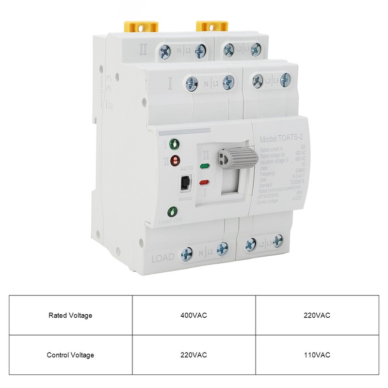 Dual Power Automatic Transfer Switch 4P 16A PC Grade Millisecond