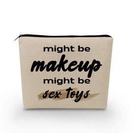 YULUENZE Funny Makeup Bag Toy Organizer Bag Canvas Toiletry Zipper Pouch Makeup Letter Print Cosmetic Bag Birthday Prank Gift for Women Friends Sisters BFF