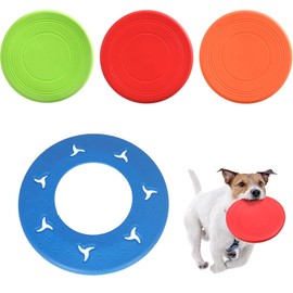 4 Pack Dog Frisbee, Durable Dog Frisbee Toy for Outdoor Fun, Kong Style Frisbee for Dogs, TPR Material Frisbee Set with 1 Large and 3 Medium Discs for Training and Beach Play