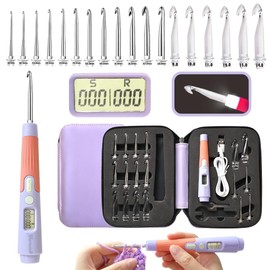 Yarniss Crochet Hooks with Counter 2.0mm-14.0mm,18 Size Digital Counting & Lighted Crochet Hooks Set with Case