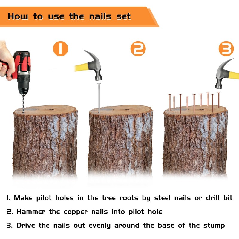 14Pcs Copper Nails Kit to Killing Trees,Includes 12PCS 3.5 Inch