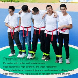 Tissting 5 Pcs 3 Legged Race Bands, Three Legged Race Durable Firm Elastic Tie Rope Colorful 3 Leg Race Band for Kids Adults Birthday Carnival Party Field Day Outdoor(Green)