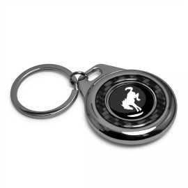 iPick Image Ford Bronco Carbon Fiber Gunmetal Roundel Metal Key Chain