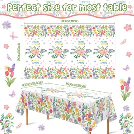 OHOME 2 Pack Spring Decorations - Spring Decorations for Home Indoor Outdoor - Disposable Plastic Spring Tablecloth | Spring Party Decorations Favors Supplies for Table Decor Backdrop Banner