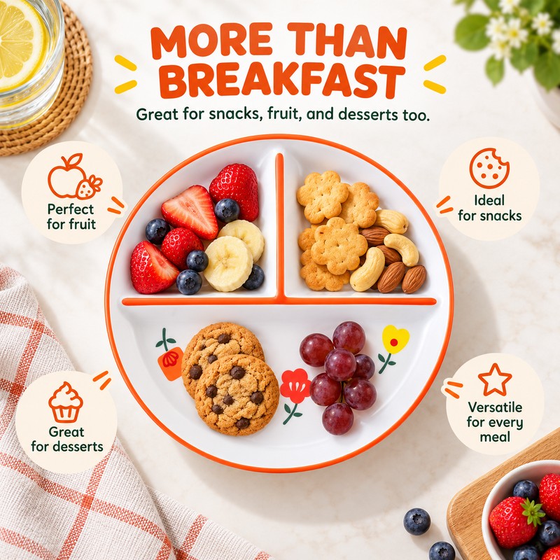 8-Inch Bone China Divided Plate for Breakfast & Meals –