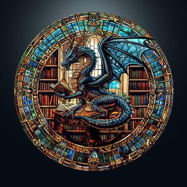 CHARMIBLE Jigsaw Puzzles for Adults 1000, The Dragon Library 1000 Piece 67.5x67.5cm Hard Impossible Round Puzzle, Colorful DIY Puzzles for Home Decoration Family Puzzle Perfect for Easter Birthday