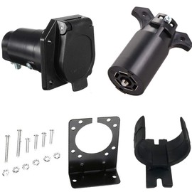 Nuevo SUN - Conector de hoja mejorado de 7 pines con conector de 7 vías y enchufe de vehículo, kits completos de soporte de montaje, la mejor experiencia de remolque para camiones, remolques,