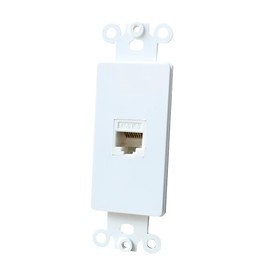 BUPLDET 1 Port CAT6 Ethernet Punch Down Insert Wall Plate - CAT 6 RJ45 Network Decora Insert Cover Plate for Midsize/Oversize Decorator Wallplate - White