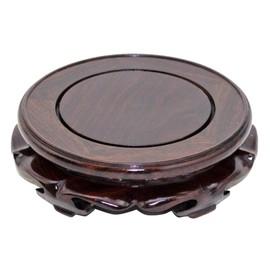 EIGXIANHAI Oriental Furniture Wooden Display Stand Base Lotus Pedestal Vase Base Table Lamp Teapot Base Black Catalpa Furniture Stable Home Decoration Size4 (5.43x1.78in)