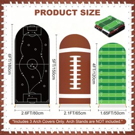 Football Arch Backdrop Cover Set of 3 (4ft 5ft 6ft) Spandex Fitted Round Top Arch Stand Cover Sports Rugby Theme Photo Background Boys Birthday Party Baby Shower Super Bowl Game Day Decoration
