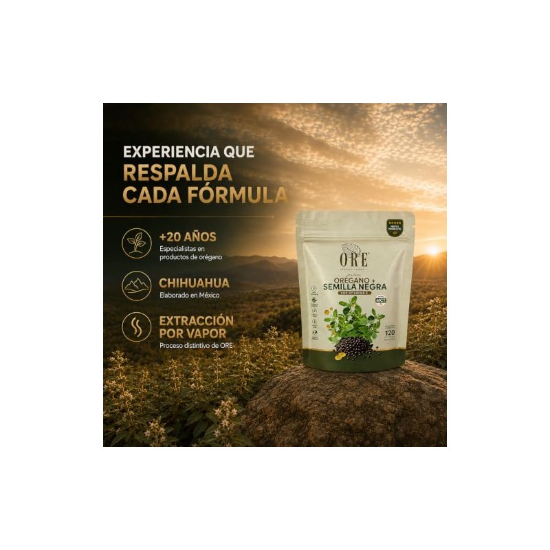 ORE Cápsulas de Aceite de Orégano con Semilla Negra, MCT
