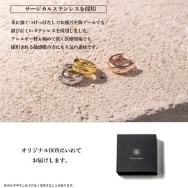 [Cisst Liber] Hawaiian Jewelry Earrings, Hoop Earrings, Men's, Women's, Brand, Rust-free, Small, Surgical Stainless Steel, Hypoallergenic, For One Ear, 18G, Silver, Gold, Pink Gold, 9.6mm, Stainless