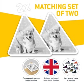 2 x Triangle Stickers 10cm - BW - Sleepy Fluffy White Dog Puppy Cute Laptop Tablet Luggage Scrapbook #42373
