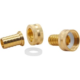 Hooshing Kit de Reparación de Manguera de Jardín de 4PCS 3/4" Barb x 3/4" Female GHT Thread Soild Brass con Clamp de Acero Inoxidable