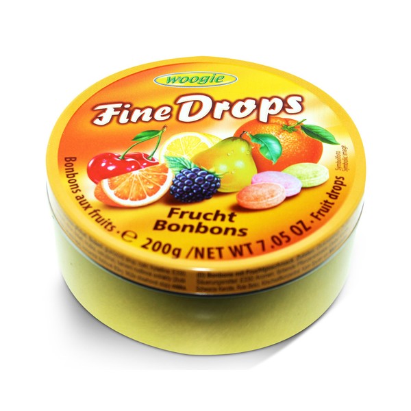 German Fine Drops Sanded Mix fruits Candy Tin 200gr (Fruchtemixgeschmack) (8 pcs)