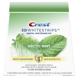 Crest 3D Whitestrips, Arctic Mint, Teeth Whitening Strip Kit with Tube of Flavor Serum, 28 Strips (14 Count Pack)