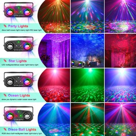 Party Lights Disco Ball with Sound Activated Disco Lights, Star Projection, Ocean Light, and RG Light Pattern - Perfect for Party DJ, KTV, Club,Dance, Party Decor, Christmas, Birthday Festival Gifts