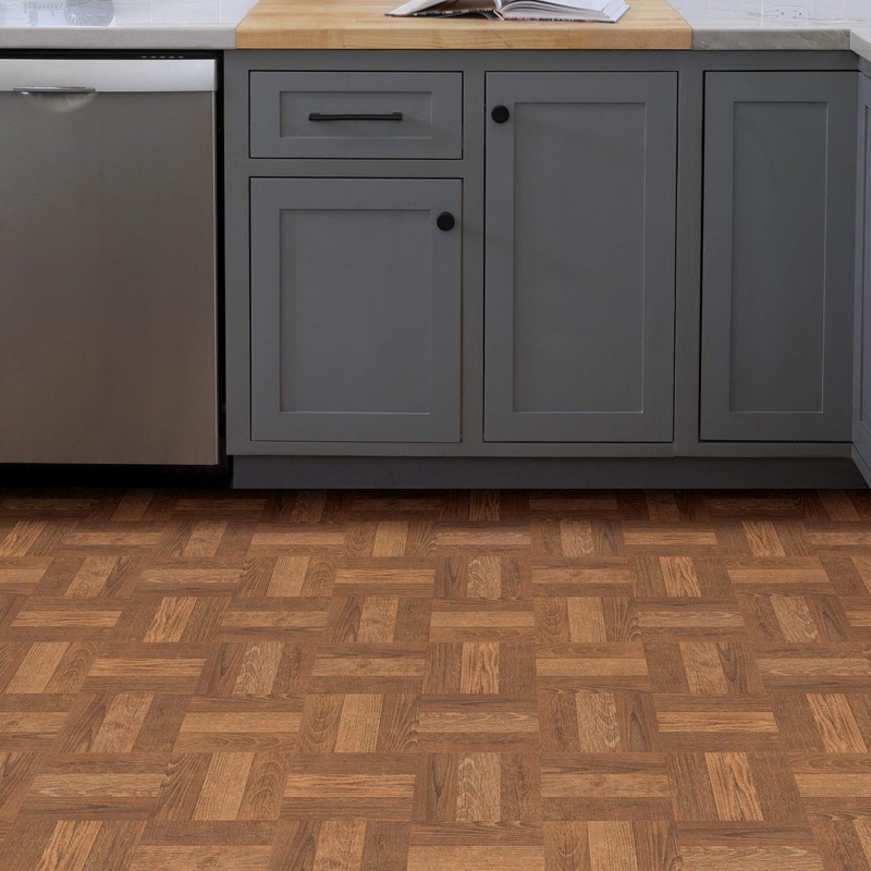 FloorPops FP3324 Parquet Peel & Stick Floor Tiles, Brown